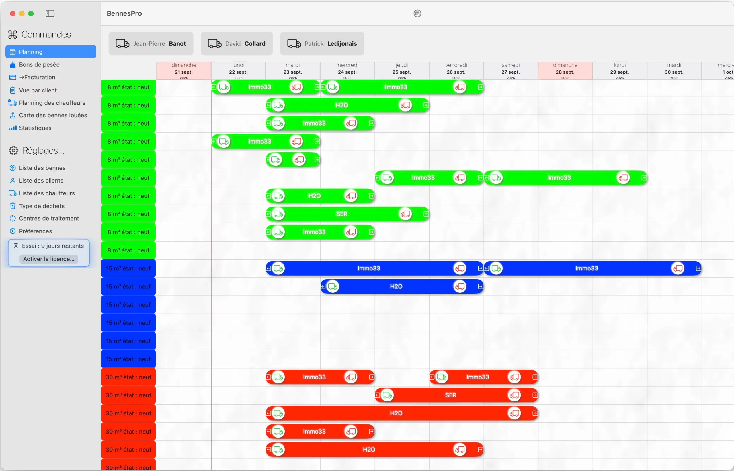 BennesPro logiciel de gestion et location de bennes sur Mac