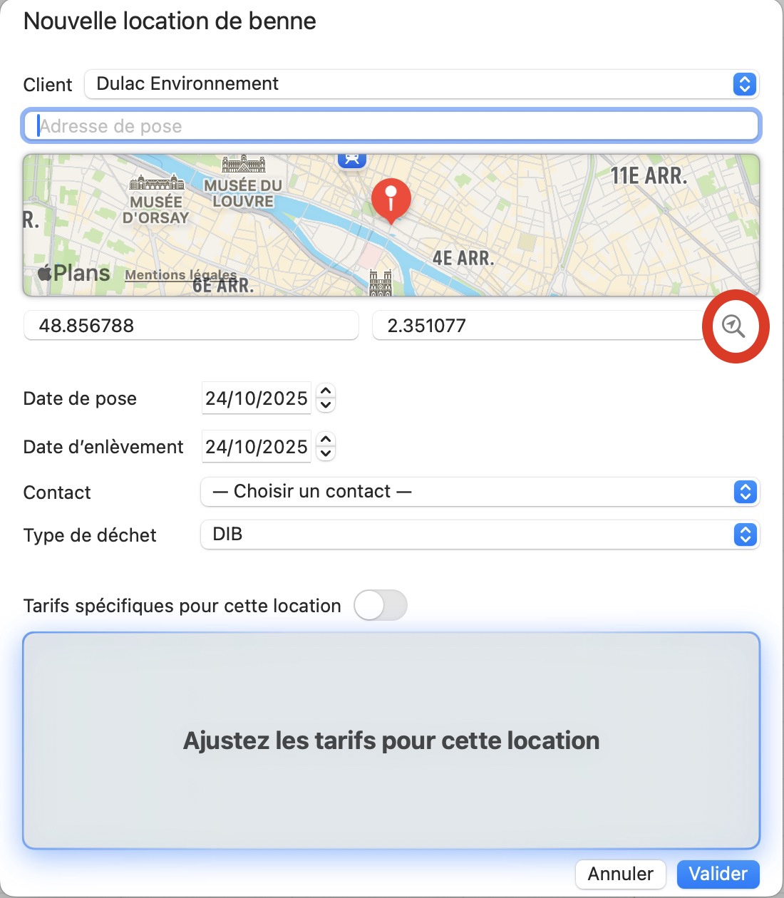 Loupe localisation BennesPro