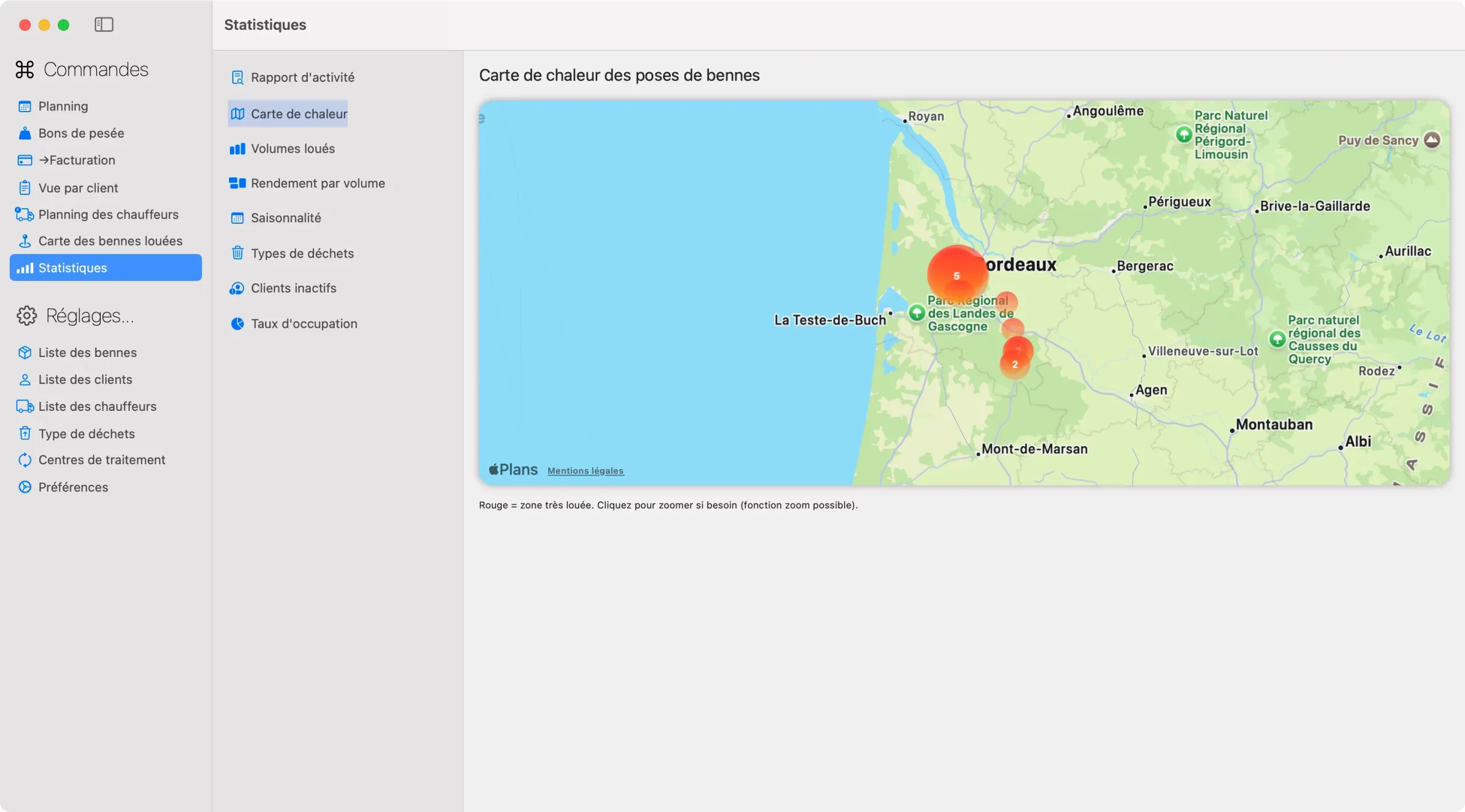 BennesPro : Carte de chaleur