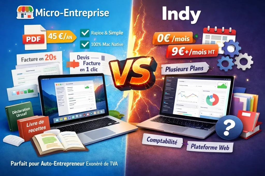 Micro-Entreprise vs Indy : le meilleur choix pour un auto-entrepreneur exonéré de TVA sur Mac ?