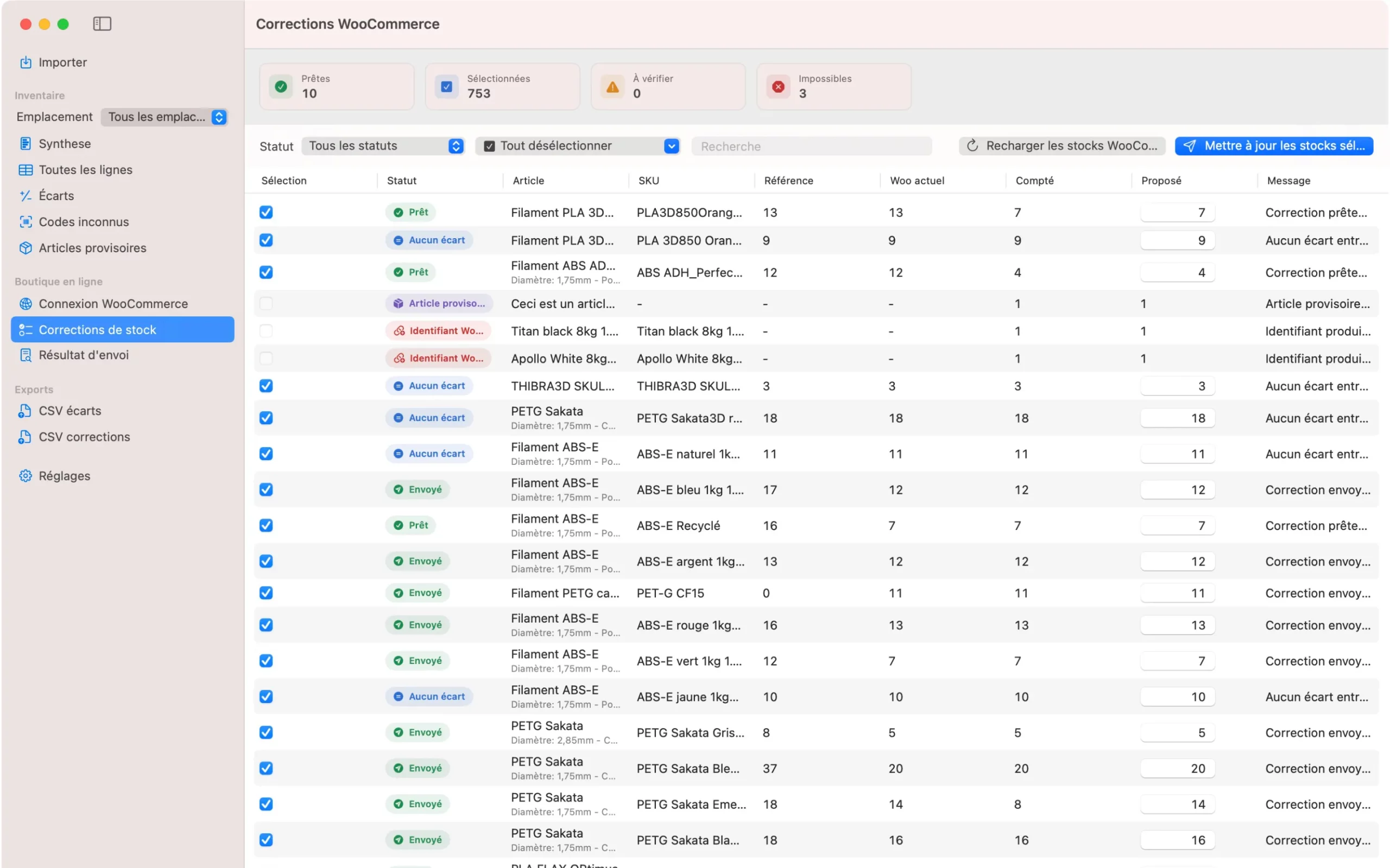 StockPilotControl correctionStock