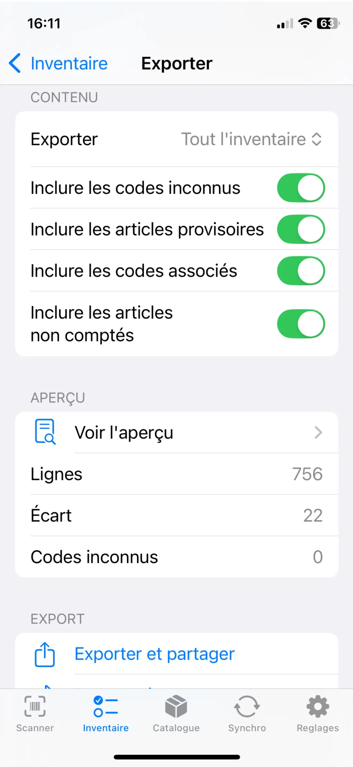 stockpilot inventaire options