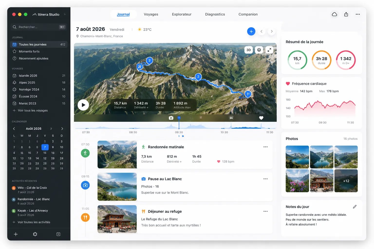 Interface de Itinera Studio